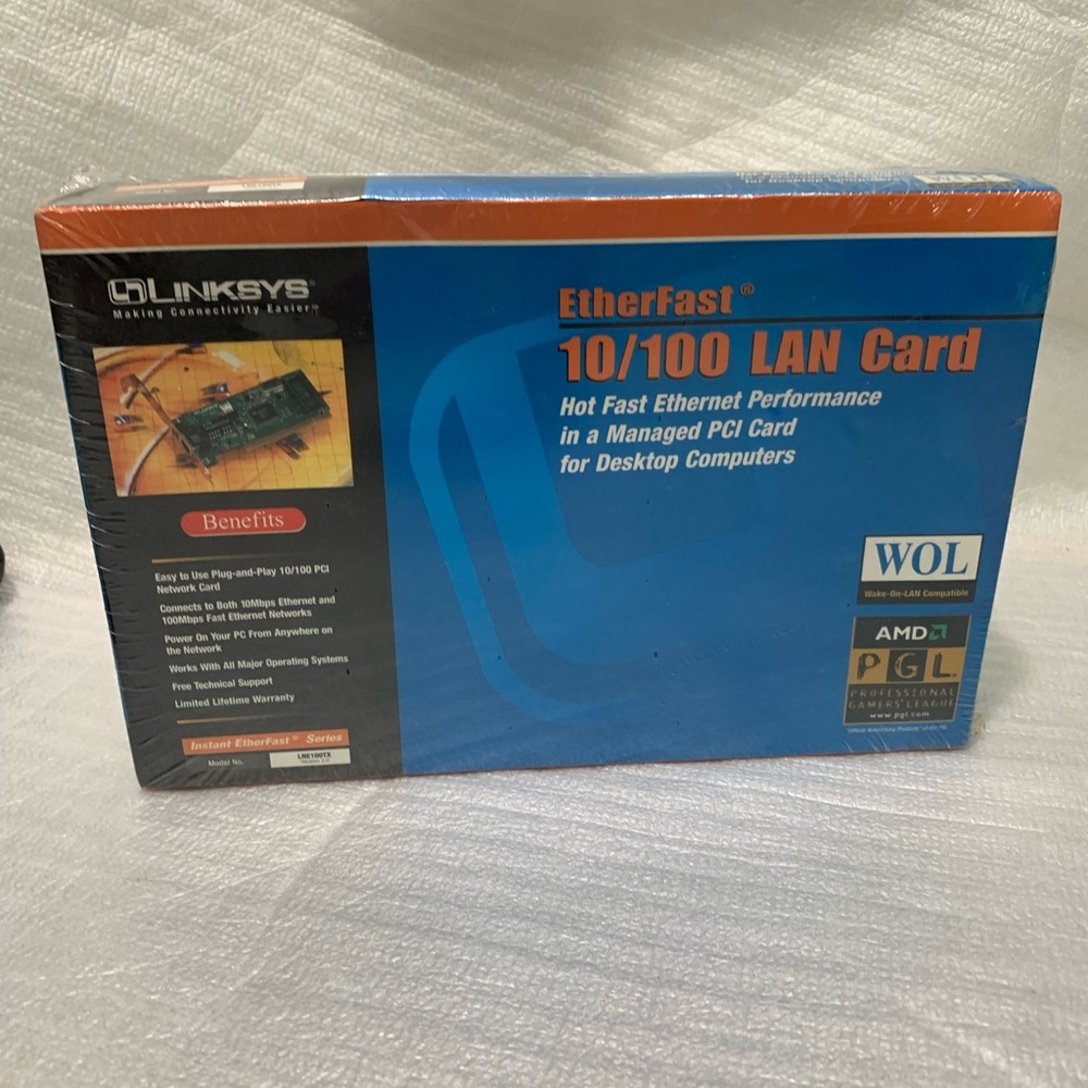 Linksys Blue and Orange EtherFast 10/100 LAN Card Retail Box